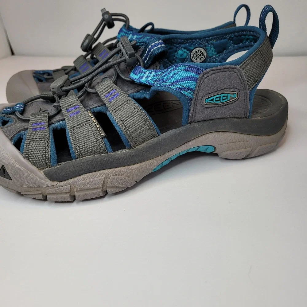 Keen Newport H2 Sandals Womens 7.5 Grey Blue Excellent Waterproof Hiking Hybrid
